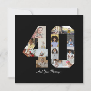 Number 40 Photo Collage Thank You Card