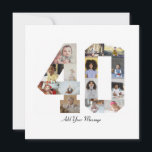 Number 40 Photo Collage Thank You Card<br><div class="desc">This customisable product is where photos are arranged to form the shape of a number. It is often used for milestone celebrations like birthdays, anniversaries, or achievements, allowing users to showcase memorable images within a single, eye-catching display. The designs typically offer spaces for various photo sizes and orientations, ensuring a...</div>