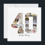 Number 40 Photo Collage Thank You Card<br><div class="desc">This customisable product is where photos are arranged to form the shape of a number. It is often used for milestone celebrations like birthdays, anniversaries, or achievements, allowing users to showcase memorable images within a single, eye-catching display. The designs typically offer spaces for various photo sizes and orientations, ensuring a...</div>