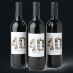Number 40 Photo Collage Wine Label<br><div class="desc">This customisable product is where photos are arranged to form the shape of a number. It is often used for milestone celebrations like birthdays, anniversaries, or achievements, allowing users to showcase memorable images within a single, eye-catching display. The designs typically offer spaces for various photo sizes and orientations, ensuring a...</div>