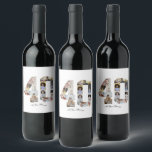 Number 40 Photo Collage Wine Label<br><div class="desc">This customisable product is where photos are arranged to form the shape of a number. It is often used for milestone celebrations like birthdays, anniversaries, or achievements, allowing users to showcase memorable images within a single, eye-catching display. The designs typically offer spaces for various photo sizes and orientations, ensuring a...</div>