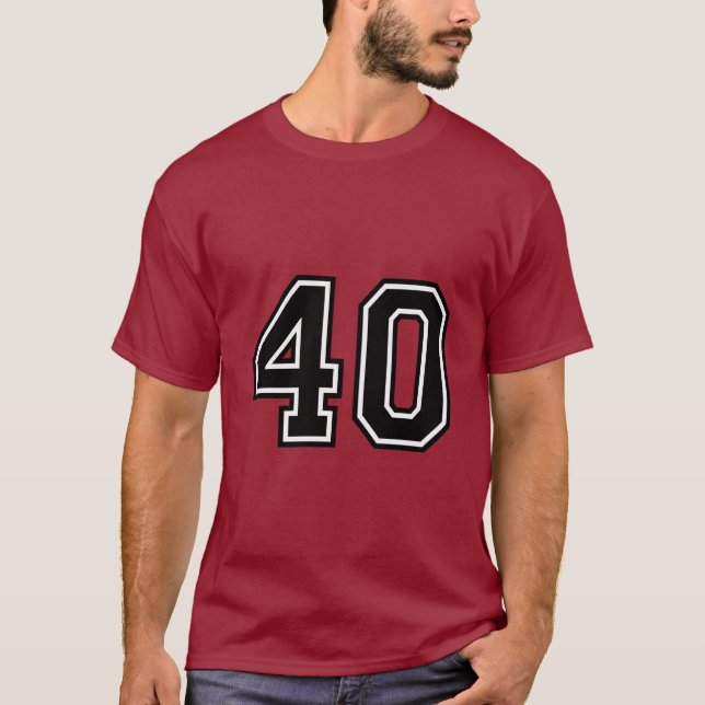 Number 40 Varsity Sports Jersey | 40th Birthday T-Shirt (Front)