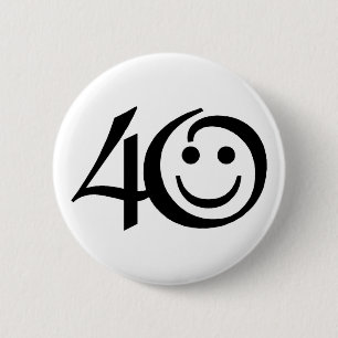 Number 40-With Happy Face 6 Cm Round Badge