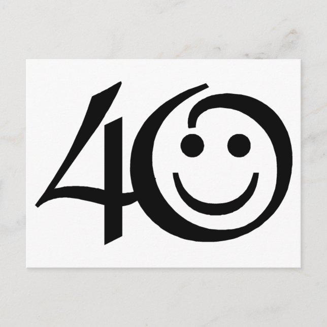 Number 40-With Happy Face Birthday Postcard (Front)