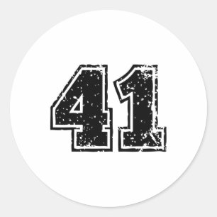 Number # 41 Forty One Footll Sell Sketll Team  Classic Round Sticker