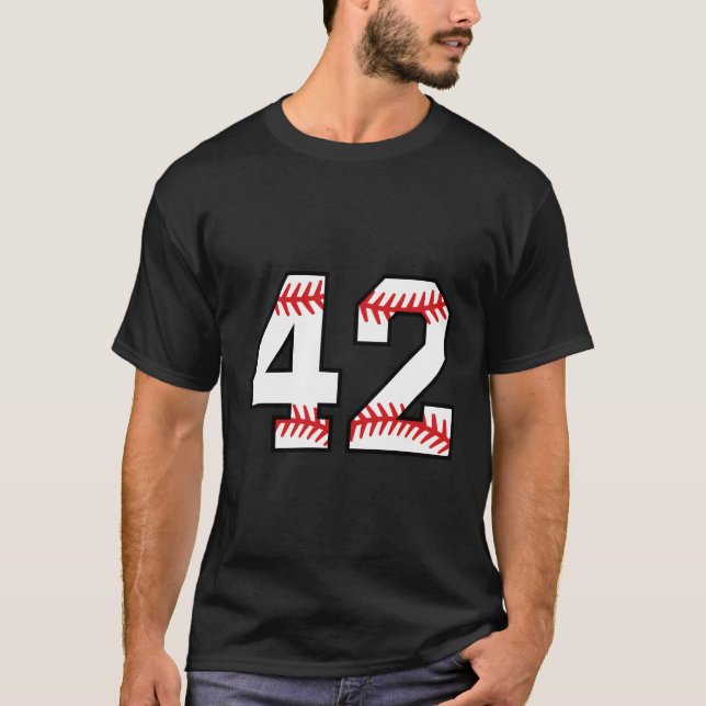 Number 42 Forty Two Baseball Lucky Favourite Jerse T-Shirt (Front)