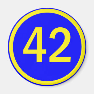 number, 42, in a circle magnet