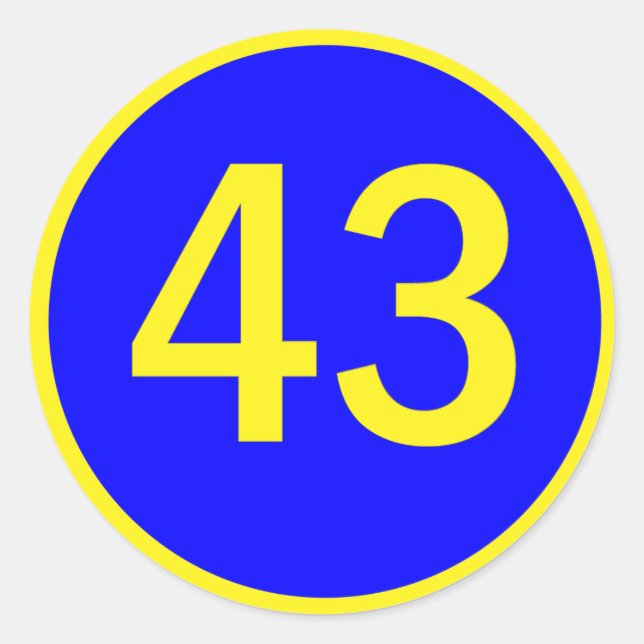 number 43  in a circle classic round sticker (Front)