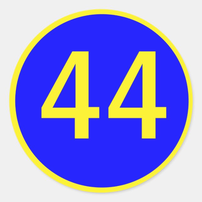 number 44  in a circle classic round sticker (Front)