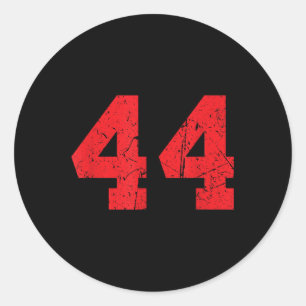 Number #44 Sport Red Distressed Number Classic Round Sticker