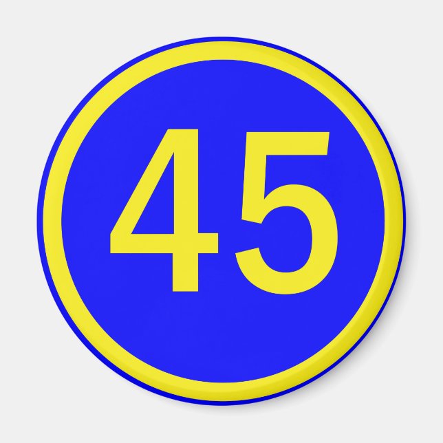 number, 45, in a circle magnet (Front)