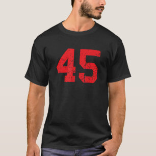 Number 45 Sports Jersey Red Distressed Vintage Luc T-Shirt