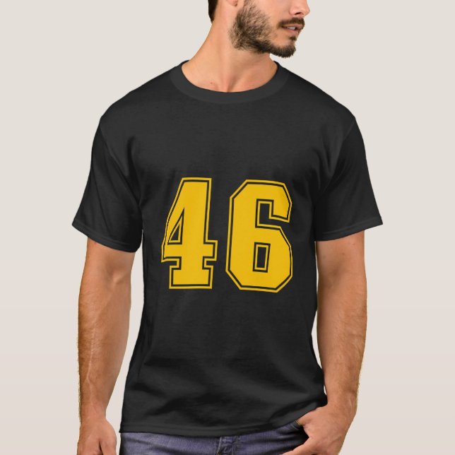 Number 46 Yellow Sports Fan Jersey Number T-Shirt (Front)