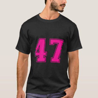 Number 47 Pink Sports Fan Jersey Number T-Shirt