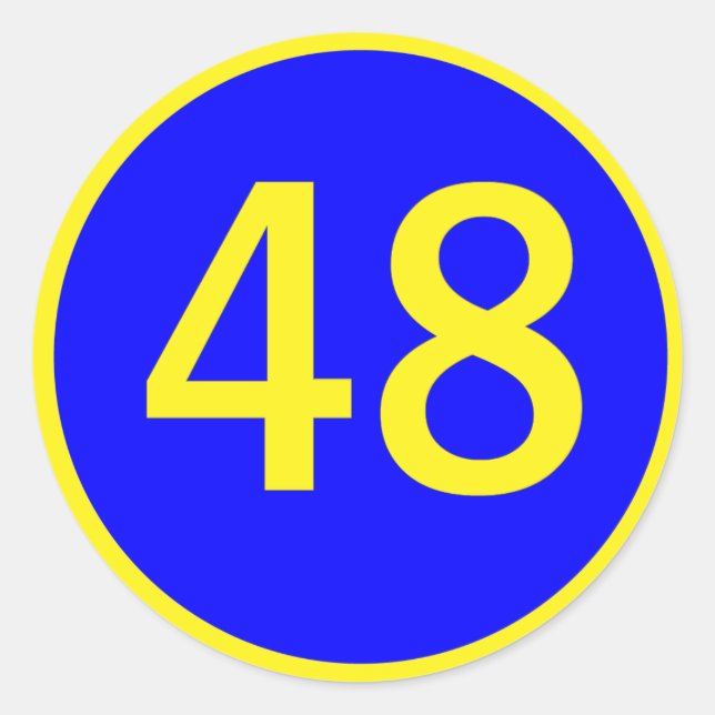 number 48  in a circle classic round sticker (Front)