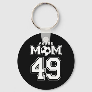 Number 49 Custom Proud Soccer Futbol Mom Personali Key Ring