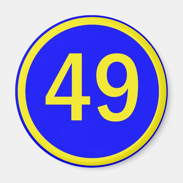number, 49, in a circle magnet (Front)