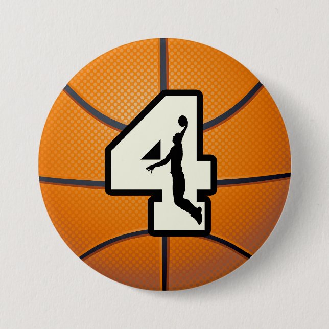 Number 4 Basketball and Player 7.5 Cm Round Badge (Front)