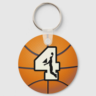 Number 4 Basketball and Player Key Ring