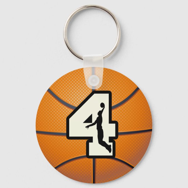 Number 4 Basketball and Player Key Ring (Front)