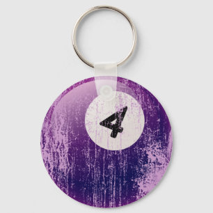 NUMBER 4 BILLIARDS BALL - ERODED AND AGED STYLE KEY RING