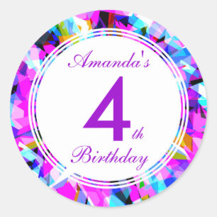 Number 4 - Birthday Round Sticker