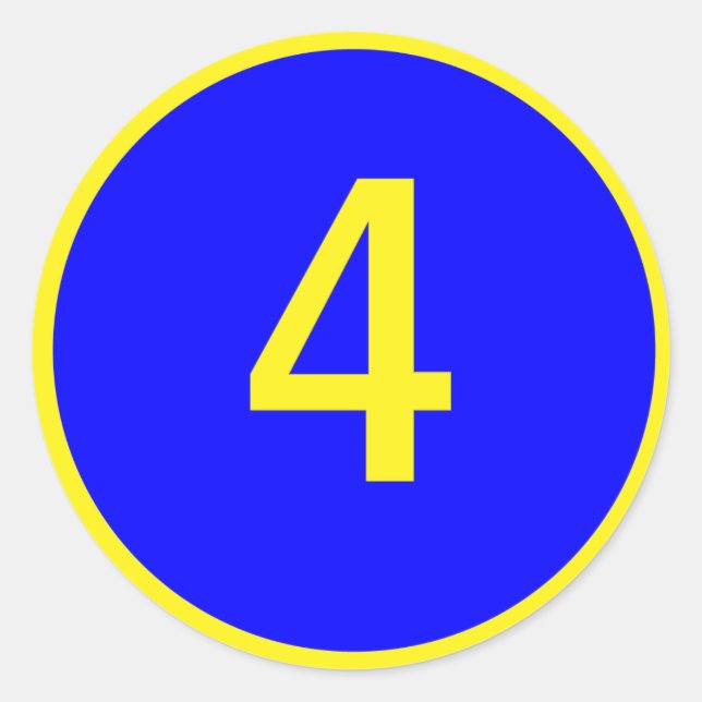 number 4 in a circle classic round sticker (Front)