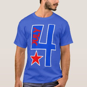 Number 4 July Fourth Red and Whilte and Blue T-Shirt