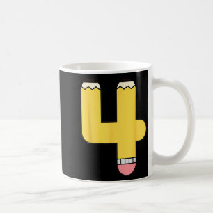 Number 4 Pencil Back to School 4th Birthday Fourth Coffee Mug