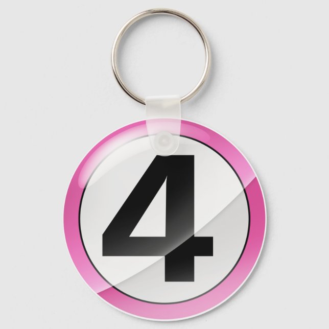 Number 4 pink Key Chain (Front)