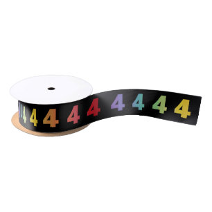 Number 4 Rainbow Colours Ribbon Satin Ribbon