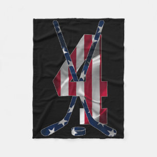 Number 4 Years Ice Hockey 4th Birthday _1 Fleece Blanket