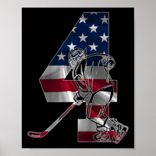 Number 4 Years Ice Hockey 4th Birthday (1) Poster