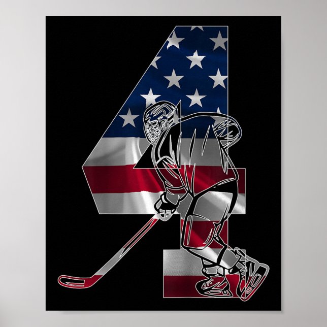 Number 4 Years Ice Hockey 4th Birthday (1)  Poster (Front)