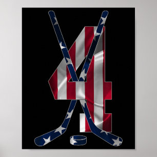 Number 4 Years Ice Hockey 4th Birthday  Poster