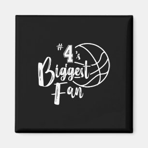 Number 4's Biggest Fan Bysketbyll Player Mum Dad Magnet