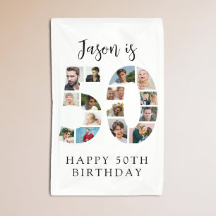 Number 50 Photo Co lage 50th Birthday Party Banner