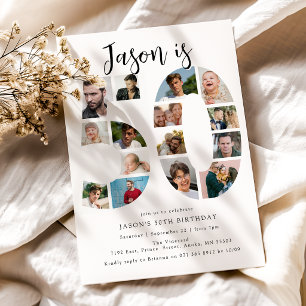 Number 50 Photo Collage 50th Birthday Party Invitation