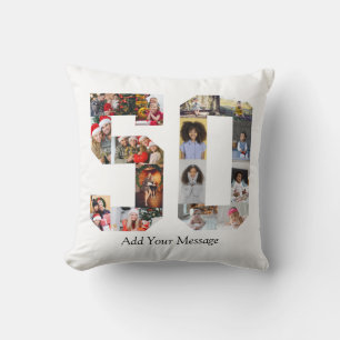 Number 50 Photo Collage Cushion