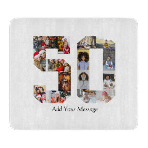 Number 50 Photo Collage Cutting Board