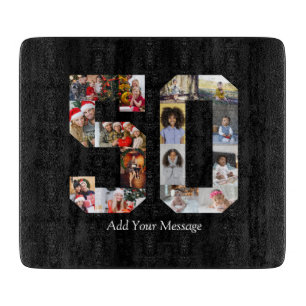 Number 50 Photo Collage Cutting Board