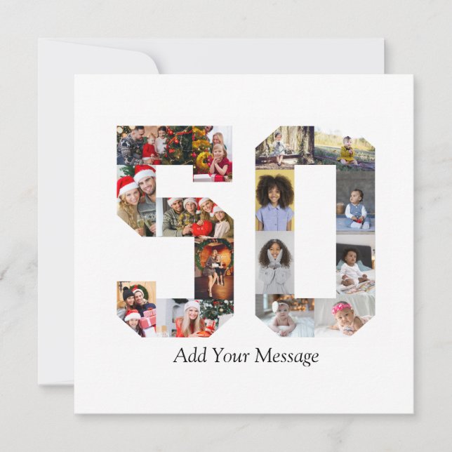 Number 50 Photo Collage Holiday Card (Front)