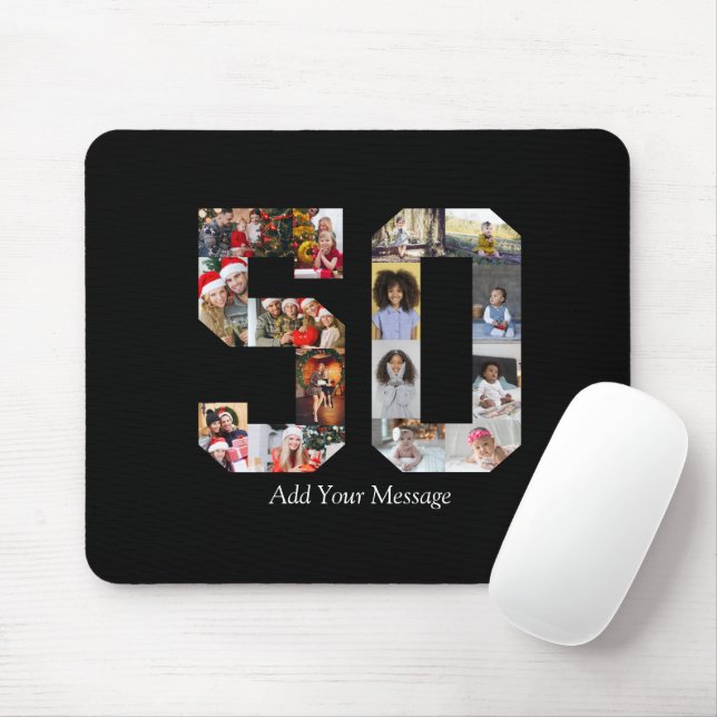 Number 50 Photo Collage Mouse Pad (With Mouse)