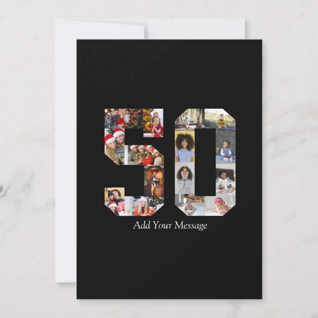 Number 50 Photo Collage Thank You Card (Front)