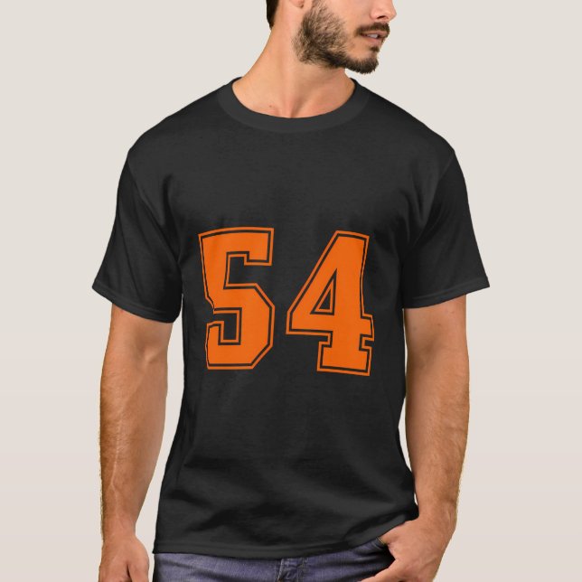 Number 54 Orange Sports Jersey Lucky Number T-Shirt (Front)