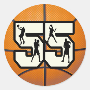 Number 55 Basketball Classic Round Sticker
