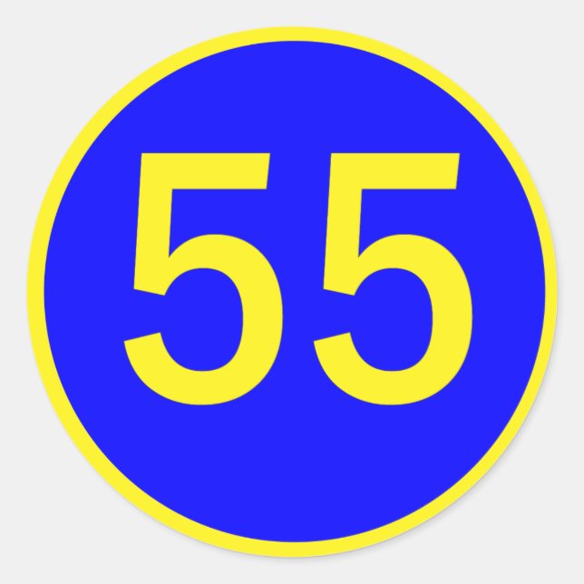 number 55 in a circle classic round sticker (Front)