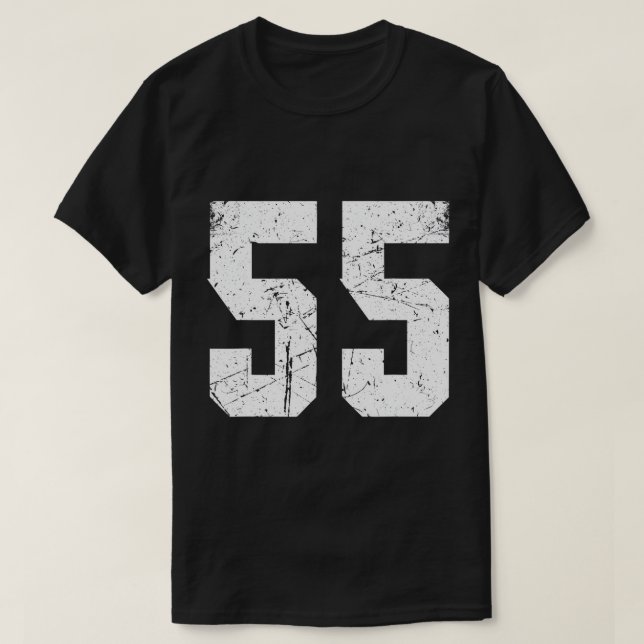 Number #55 Sport Jersey Birthday Age Lucky No. Whi T-Shirt (Design Front)