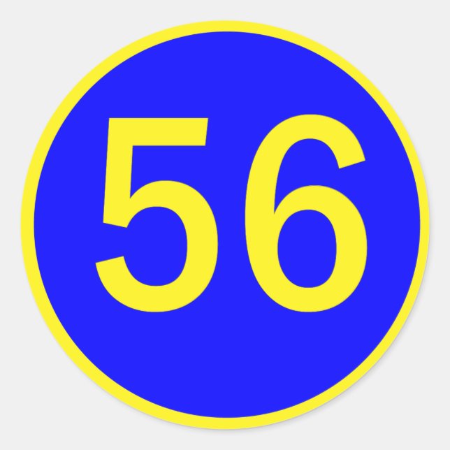 number 56 in a circle classic round sticker (Front)