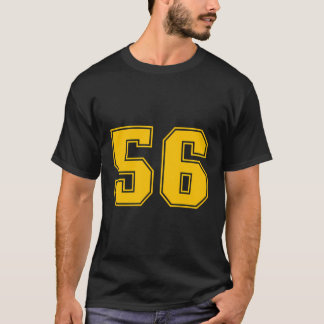Number 56 Yellow Sports Fan Jersey Number T-Shirt